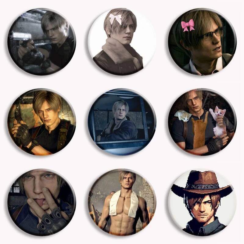 Leon Kennedy Trò Chơi Nhân Vật Nút Pin Leon S Kennedy Dễ Thương Meme Trâm Huy Hiệu Cosplay Trang Sức