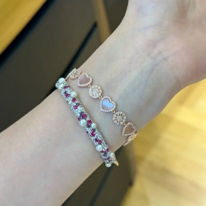 "Girl's Heart" Pink Love Bracelet Light Luxury Niche Super Sparkling High-Value Sunflower Brac