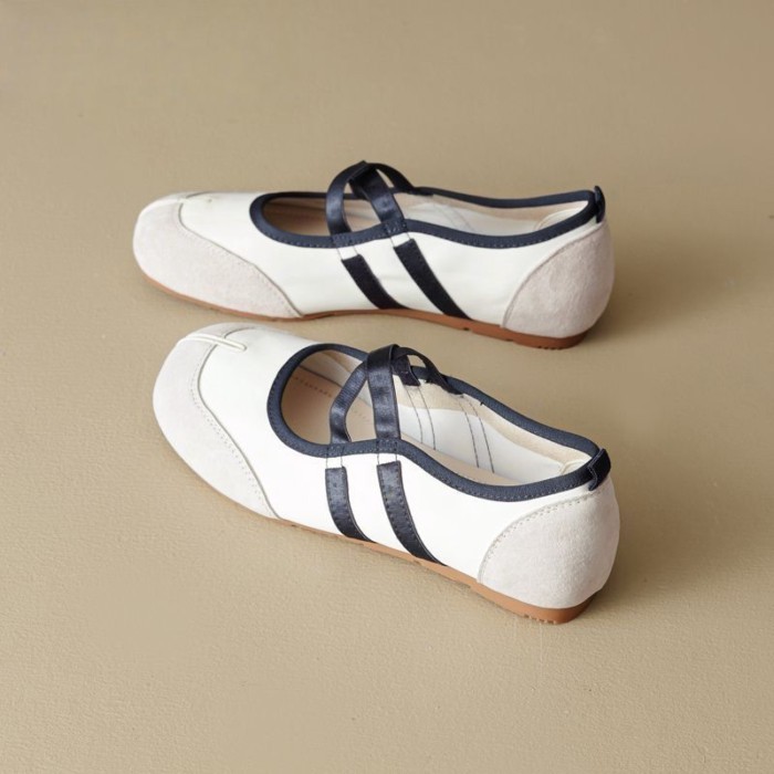 Sports Mary Jane Shoes For Women, Purple Shoes, Autumn French Ballet With Skirt, Flat Shoes,