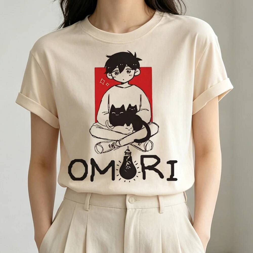 Omori top tee nữ Retro Nhật Bản ngộ nghĩnh emo áo thun dễ thương goth anime dễ thương grunge