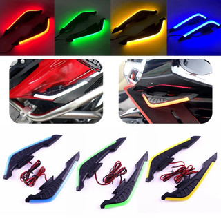 LYMOYO 2 Chiếc Xe Máy Cánh Gió Phía Trước Winglets Khí Động Học Cánh Bộ Cố Định Cánh Kính Chắn Gió LED Ánh Sáng Keo Dán Trang Trí