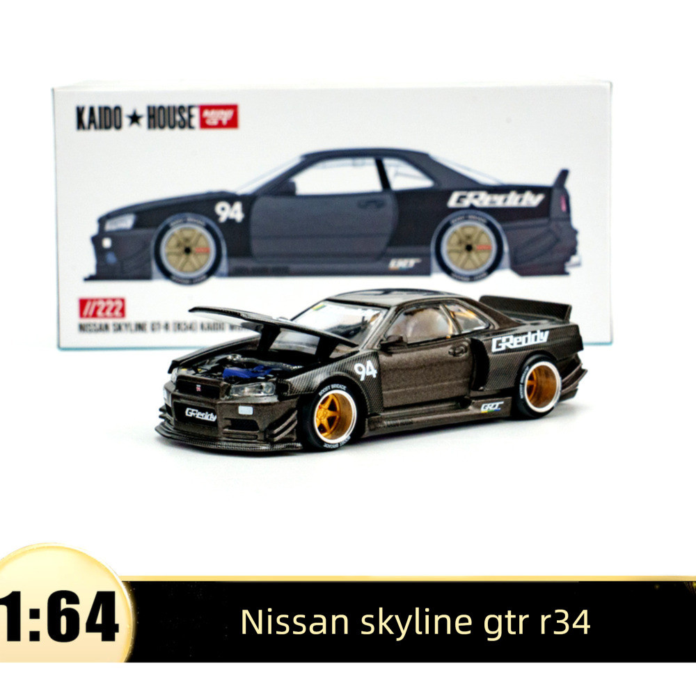 Nissan Skyline GTR R34 Kaido House minigt 1: 64 Hợp kim mở nắp xe mô hình