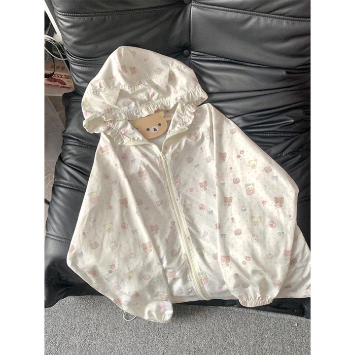 Cute Rilakkuma Full-print Sun Protection Clothing For Women, New Style, Loose, Lazy, Wind-res