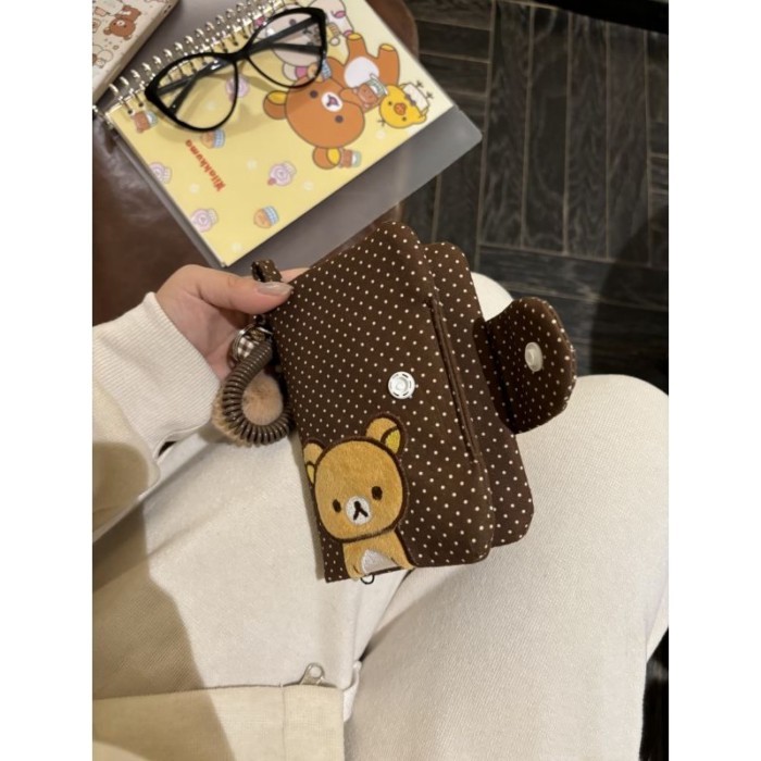 Original Embroidered Rilakkuma Passport Bag, Versatile Large-capacity Document Storage Bag, P