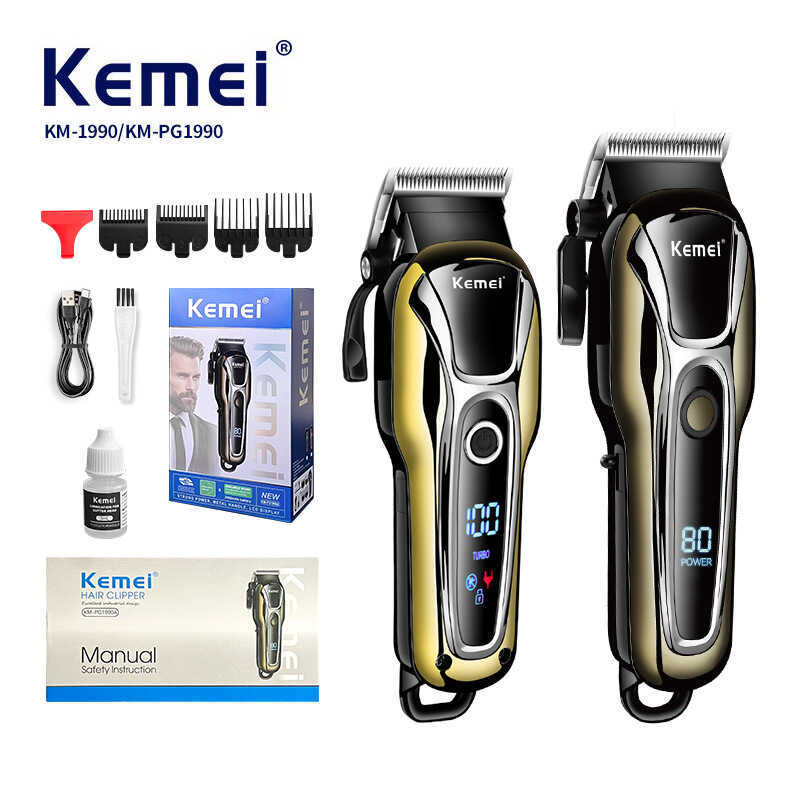 Kemei Hair Salon Tóc Điện Áp Rộng Hiển Thị Kỹ Thuật Số Cắt Tóc Tắt Tiếng Đầu Dầu Cắt Tóc KM-1990