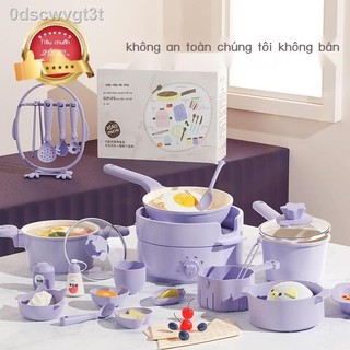   Bếp Mini Thực Nấu Full Bộ Nấu Ăn Trẻ Em Lưới Đỏ Bộ Đồ Chơi Bé Gái Đồ Dùng Nhà Bếp Phiên Bản Thật Q 
