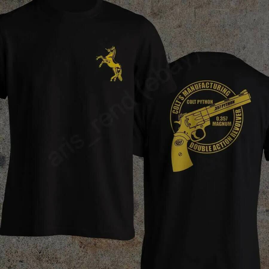 Áo thun nam cổ điển Python .357 Magnum hai hành động, 100% cotton, tay ngắn, cổ tròn, phong cách thư