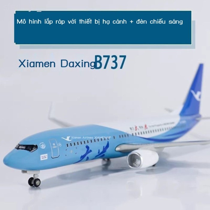 [HOT 2026] Mô hình máy bay có đèn và bánh xe của hãng hàng không Hạ Môn Boeing B737-800Mô hình máy