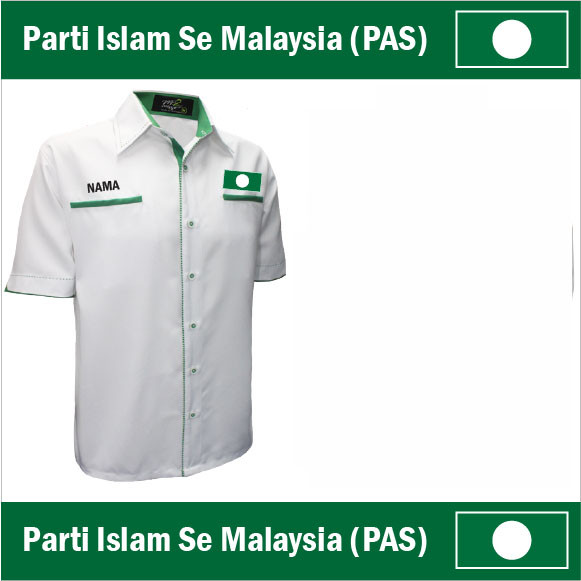 PAS White Baju Kemeja Korporat Parti Islam Se PAS Đồng phục công ty