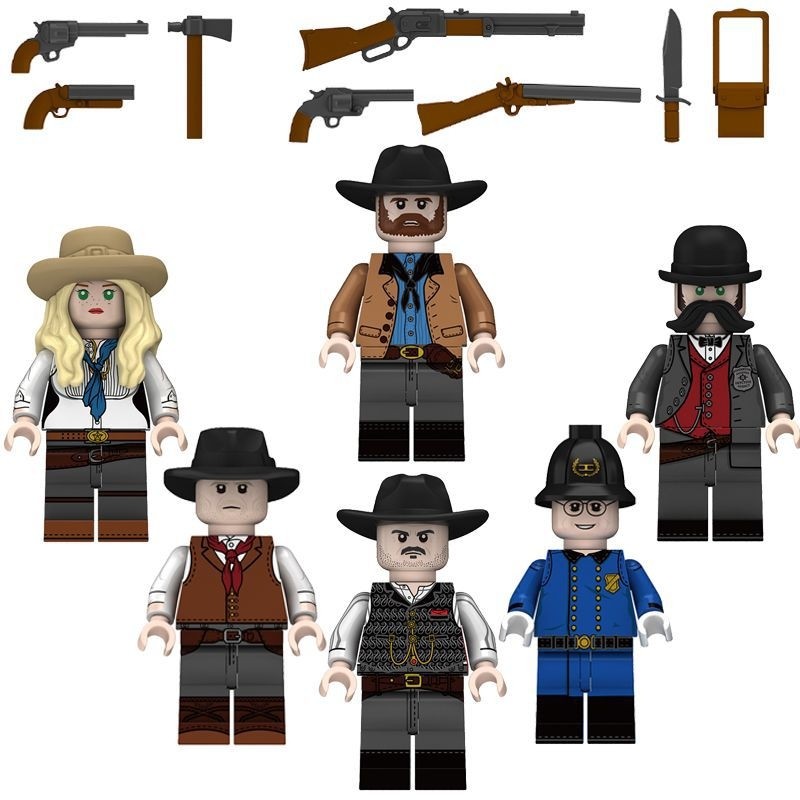 Tương thích với Lego Western Cowboy Wilderness John Dodge Vandering Arthur Morgan Khối xây dựng cảnh
