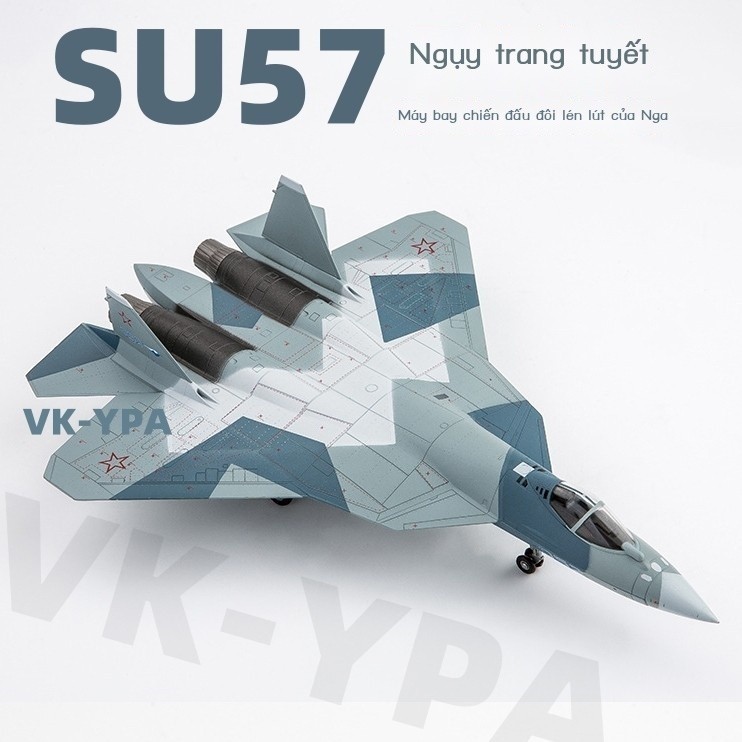 [Hàng có sẵn/Ảnh thật] 1:72 Su-57 Mô máy chiến đấu tàng hình ngụy trang tuyết hợp kim SU-57 Máy bay