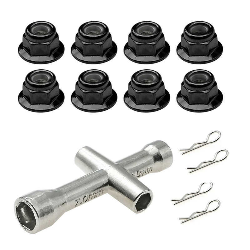 1 Bộ Kim Loại M4 Mặt bích Khóa Hạt Chống Trượt Lục Giác Bánh Xe Adapter Cho 1 / 10 1 / 8 1 / 14 RC X