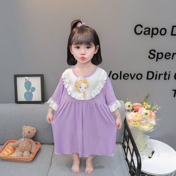 Girls Nightgown Pajamas Summer Modal Thin Baby Princess Style Girls Air Conditioning Clothes