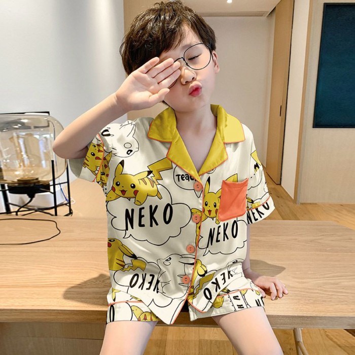 Children's Pajamas Cartoon Boy Baby Summer Short-Sleeved Thin Home Clothes Children's Suit Su