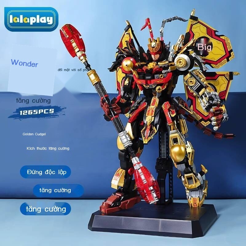 ( Sẵn) [SALE] Đồ chơi xếp Mecha Wukong đen trẻ em, quà sinh nhật cho bé trai từ 8-12 tuổi, mô hình