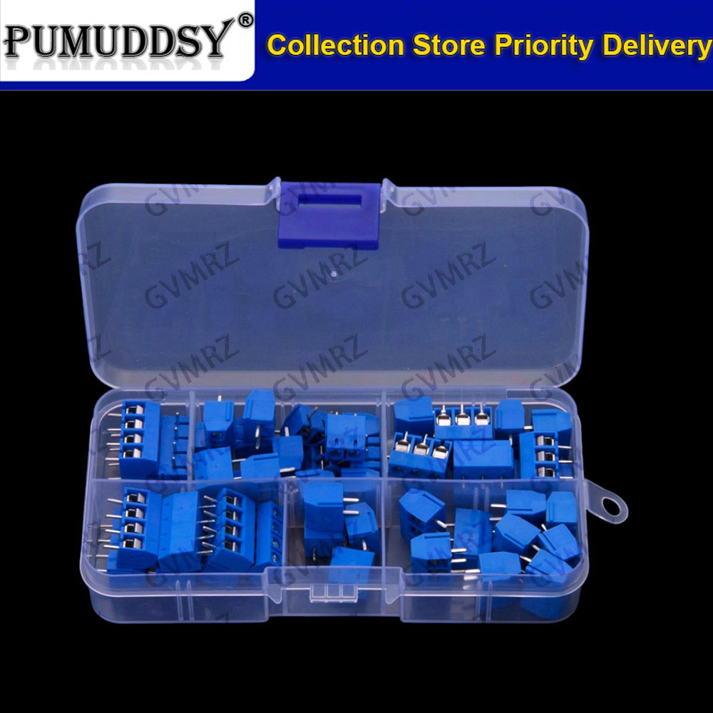 Bộ 50 5.0MM KF301 2P 3P 4P khối đầu cuối PCB nối phích cắm Xanh KF301-2P KF301-3P KF301-4P