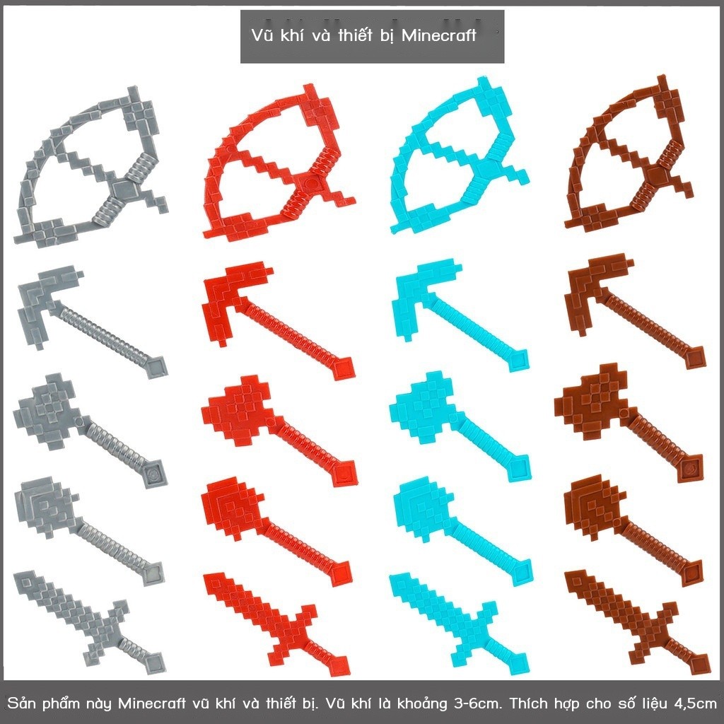[SALE] Khối xây dựng Minecraft, vũ khí, công cụ, gạch mơ ước, kiếm, cung tên, phụ kiện, đồ chơi lắp