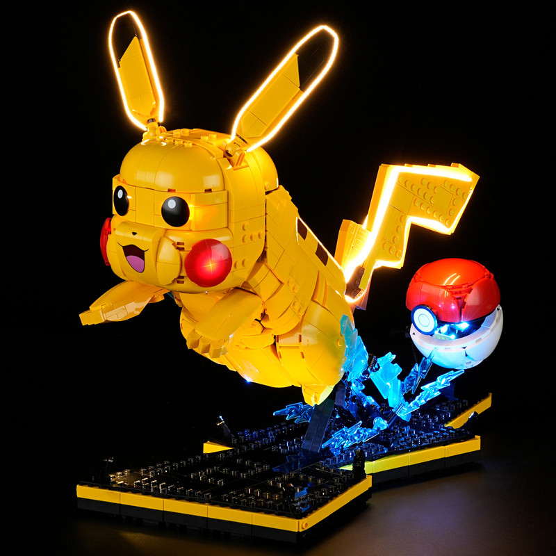 YB Tương thích Lego 72152 Pikachu và Poke Ball LED Chiếu sáng Đồ chơi Mô hình Khối xây dựng Chiếu sá
