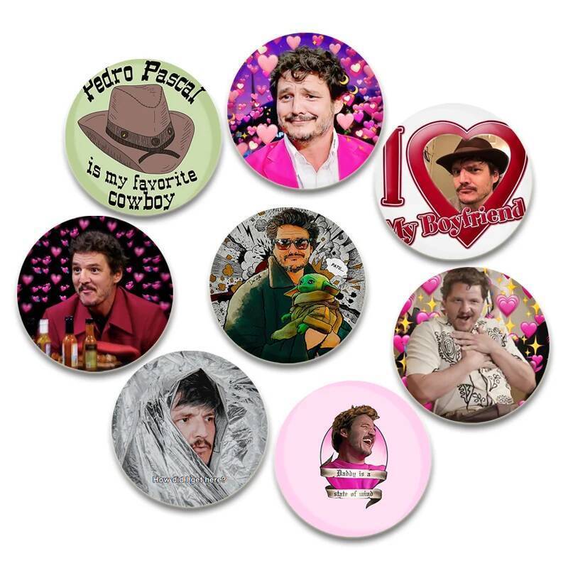 32 / 44 / 58mm Nổi Tiếng Phim Và Truyền Hình Diễn Viên Pedro Pascal Thổ Cẩm Ngộ nghĩnh Men Pin Ba Lô