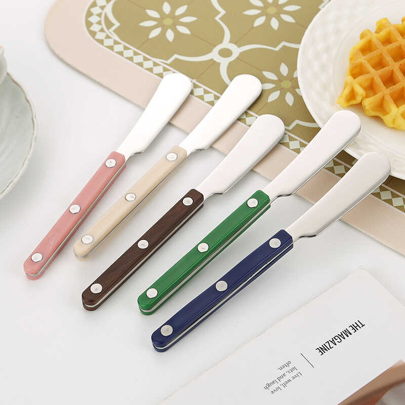 Thép không gỉ 304 Dao Bơ Tay Cầm Nhựa Đinh Tán Bơ Dao ins Chocolate Phô Mai Bánh Mì Mỡ Dao