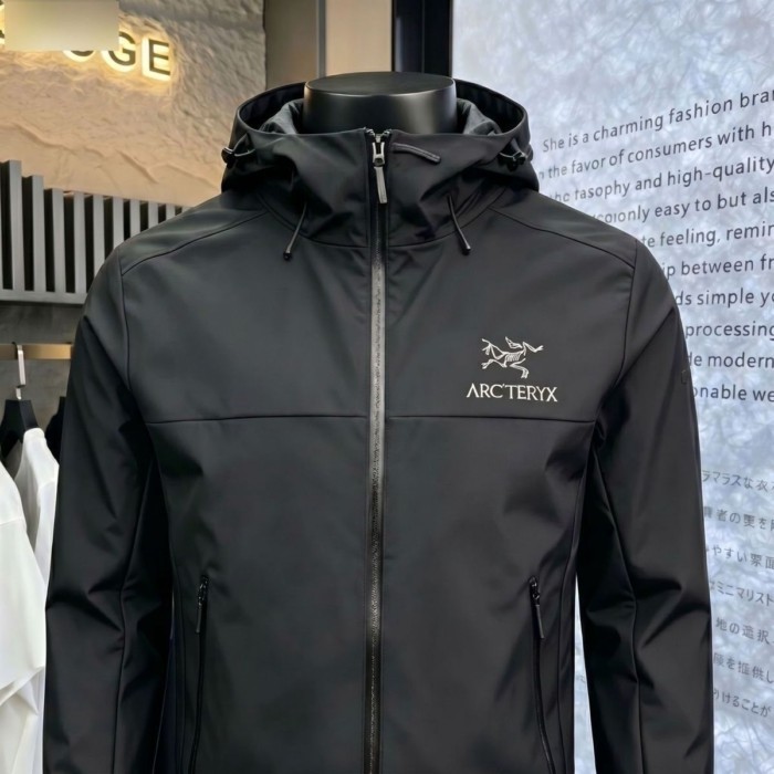 ARCTERYX Vỏ Cứng Du Lịch Ngoài Trời Áo Khoác Thêu Mỏng Leo Núi Nam Nữ Có Mũ Trùm Đầu Áo Khoác Chống 