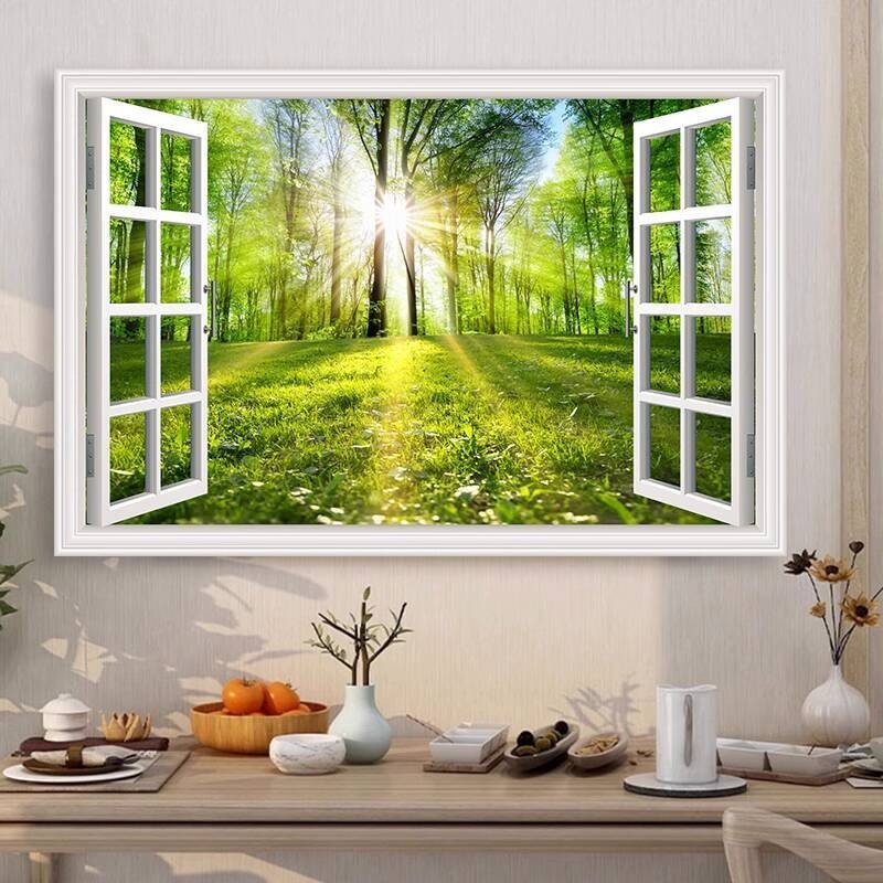 (Giá Hủy Diệt) 3D Sticker 3D, sticker phong cảnh, tự dính, trang trí khách phòng ngủ, tranh tường g
