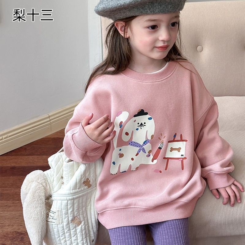 TIINGXUYU Mười Ba Quả Lê Melamine Bé Gái Dễ Thương ins Plus Nhung Dày 100% Cotton Áo Phiên Bản Hàn Q