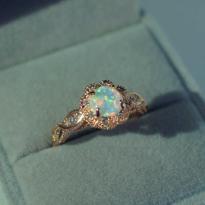 Opal Nhẫn Trang Sức Châu Âu Mỹ Cặp Đôi Nhẫn Trang Sức Thời Trang Opal Nhẫn Nữ