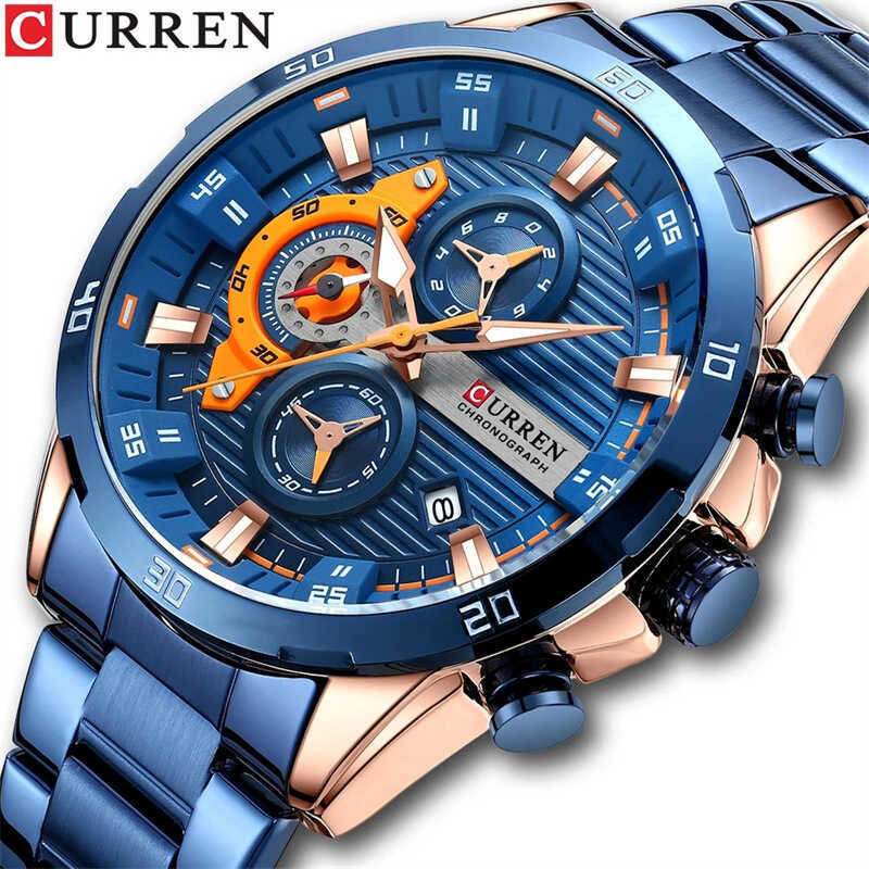 Đồng hồ nam Curren / Curren 8402 Đầu máy Đĩa thép sáu tay Dây đeo thạch anh dành cho doanh nhân Đồng