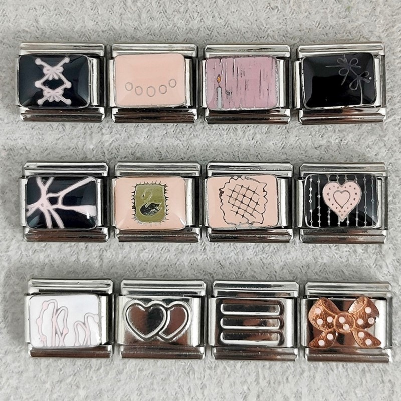 Vòng tay thời trang Y2K lưới thép không gỉ với thiết kế hình thiên nga và nơ trái tim, phù hợp DIY