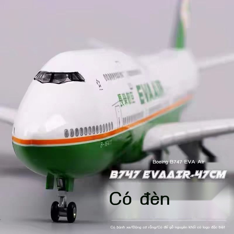 [ HOT Sale ] Boeing 747 Đài Loan EVA Air 47CM mô phỏng máy bay chở khách mô phỏng đèn LED điều khiể