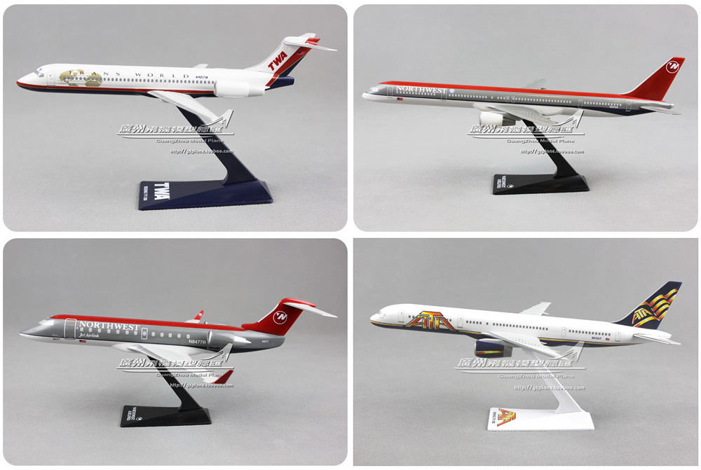 ( Sẵn) Northwest Airlines NWA Boeing B757 TWA B717 CRJ200 mô hình máy bay lắp ráp bằng nhựa