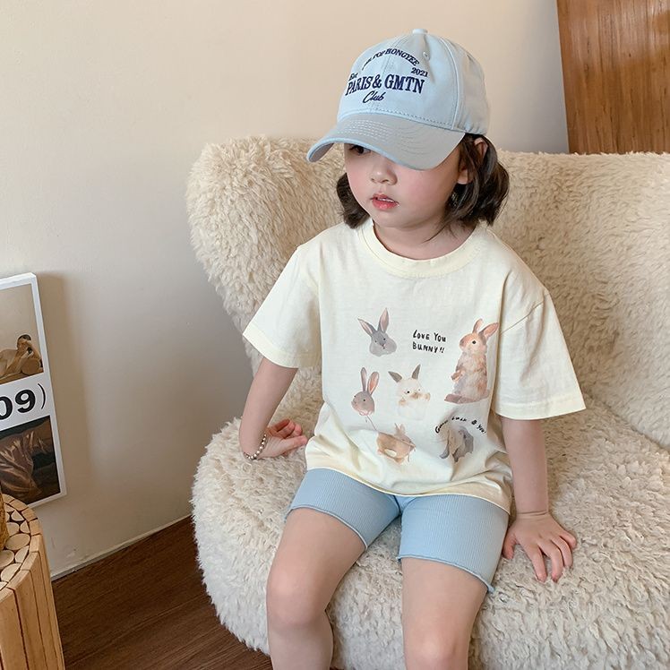 YINLAMA Bé Trai Bé Gái Quần Áo Trẻ Em Thường Ngày Rời Hoạt Hình Thỏ In Hình Cotton Nguyên Chất Áo Th