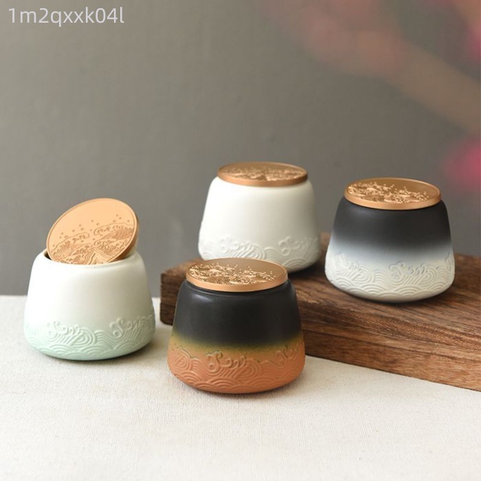 [Siêu Sale] Hũ đựng trà gốm sứ mini kiểu cổ điển, hũ gốm sứ kín, hộp đựng trà tiện lợi khi đi du lị