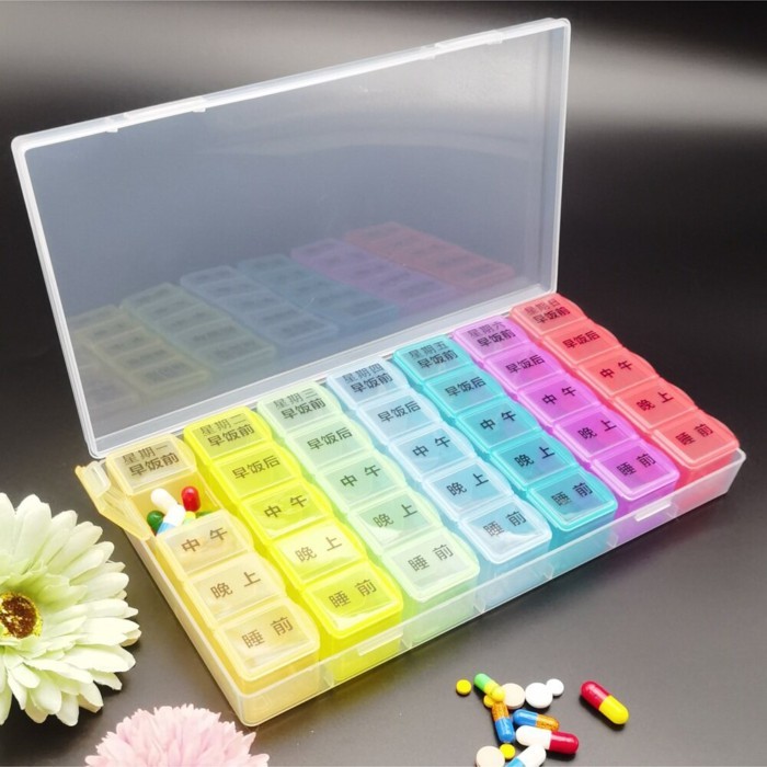 Hộp Đựng Thuốc Trước Buổi Sáng Trưa Sau Bữa Ăn Hàng Ngày 5 Bữa Ăn Hộp Thuốc Dung Tích Lớn 7 Ngày Một