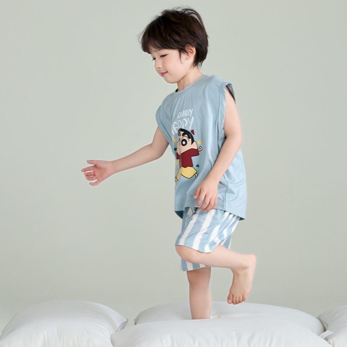 Modal Cotton Children's Pajamas Vest Boys Summer Thin Little Boy Short-sleeved Shorts Suit Ho