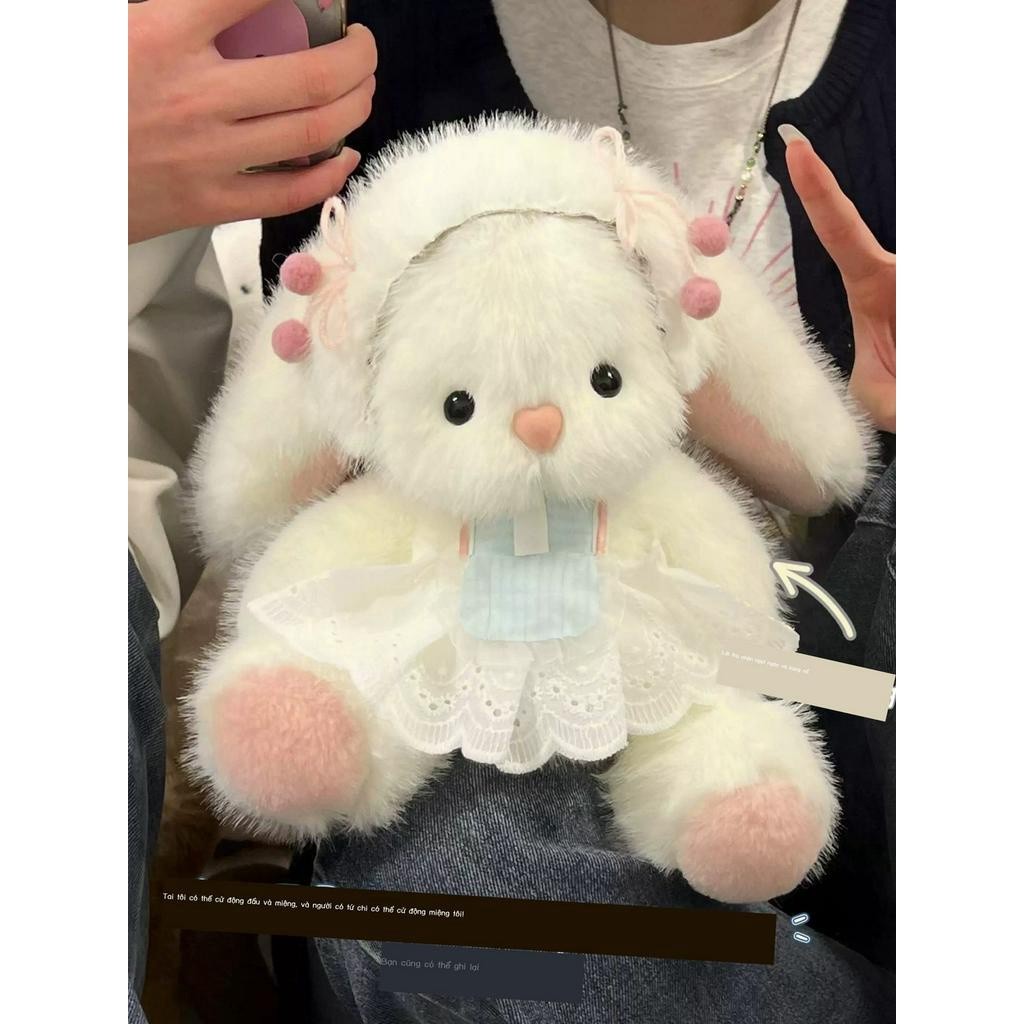 [Hàng có sẵn/Ảnh thật] Con thỏ nhỏ với đôi tai di chuyển tự làm búp bê chất liệu gói thỏ sang trọng