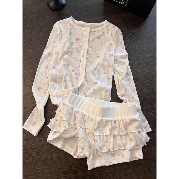 Niche White Suspender Pajamas Women's Lace Shorts Small Fresh Girl Suspenders Thin Pajamas With