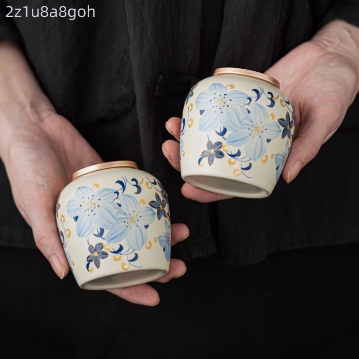 [Ảnh thật/Video] Hũ đựng trà mini họa tiết hoa nhiều màu, hũ đựng kín, hũ gốm sứ, phụ kiện bộ trà g