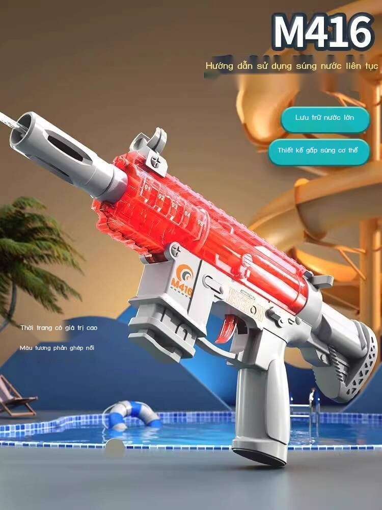 (HÀNG HOT) 2025 Súng mini M416 mới, đồ chơi phun cho bé trai, cuộc chiến ngoài trời, súng nước mùa