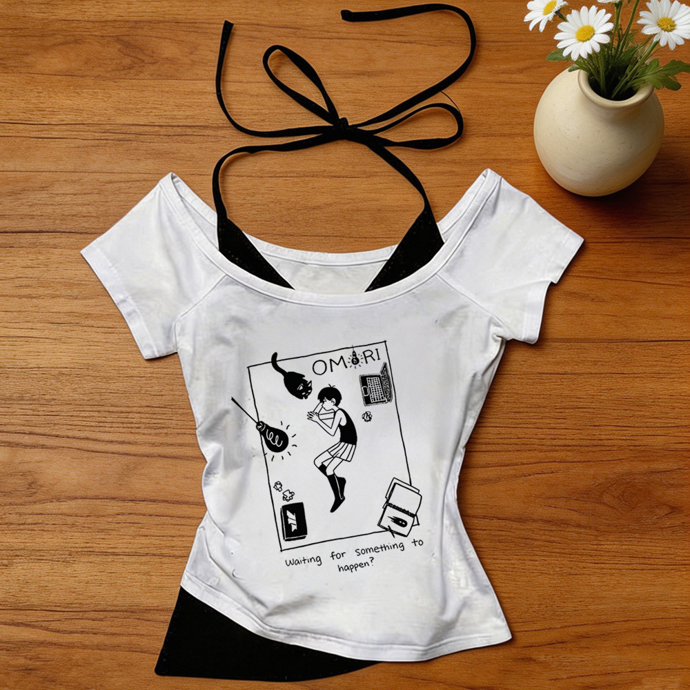 Omori crop top nữ anime cổ điển manga y2k gyaru áo thun cutecore ngộ nghĩnh dollette mùa hè anime