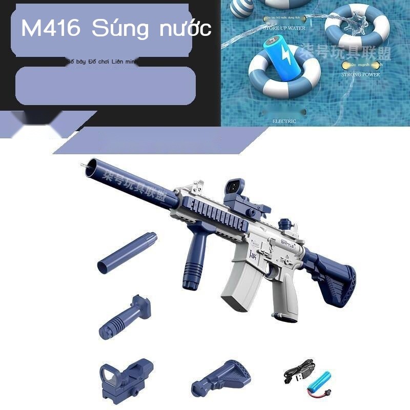 ( Sẵn) Súng điện M416, đồ chơi trẻ em, cho bé trai, áp suất cao, mạnh mẽ, tầm xa, súng phun nước