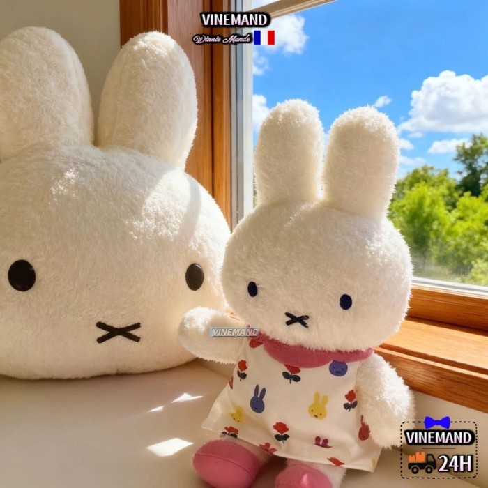 Miffy Rabbit Plush Toy Doll Mặc Váy Quần Áo Miffy Rabbit Doll Giường Ngủ Búp Bê Quà Tặng