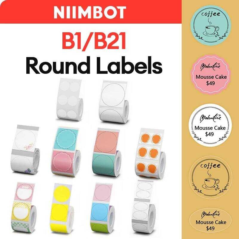 NiiMBOT Nhãn Tròn Miếng Dán Nhãn Chống Thấm Nước Tự Dính Giấy Cho B1 B21 Niimbot Mini Di Động Nhiệt