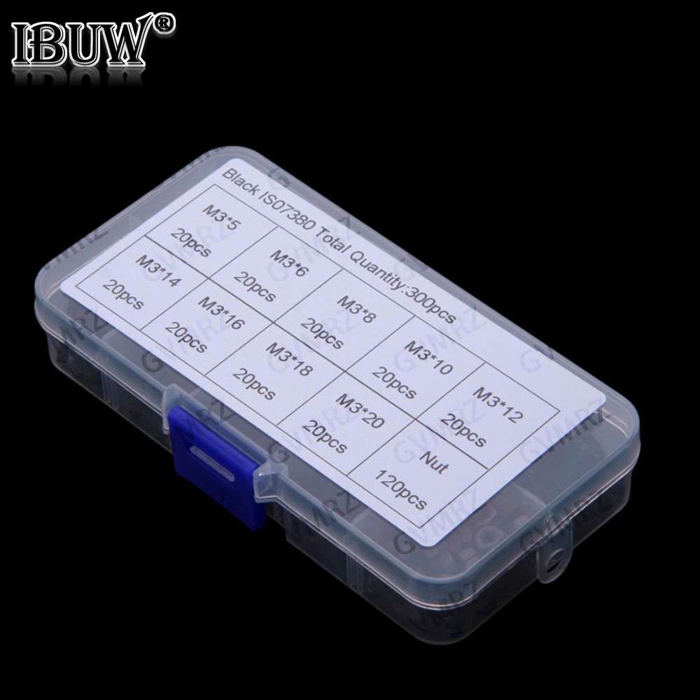 300 Chiếc M3 Đen Đầu Chảo Lục Giác Ổ Cắm Vít M3 * 5 M3 * 6 M3 * 8 M3 * 12 M3 * 14 M3 * 16 M3 * 18 M3
