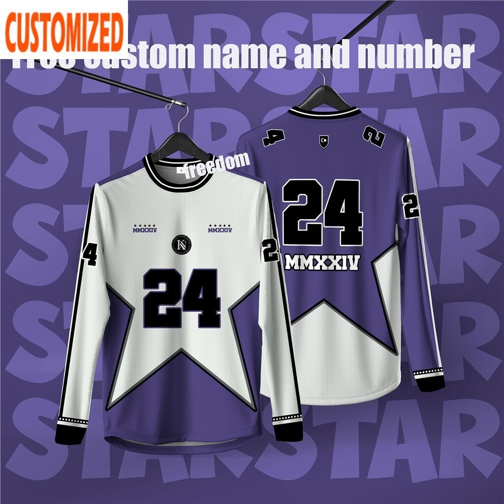 Miễn phí tùy chỉnh tên và số cho áo jersey NFL tay dài, phù hợp unisex, nhanh khô