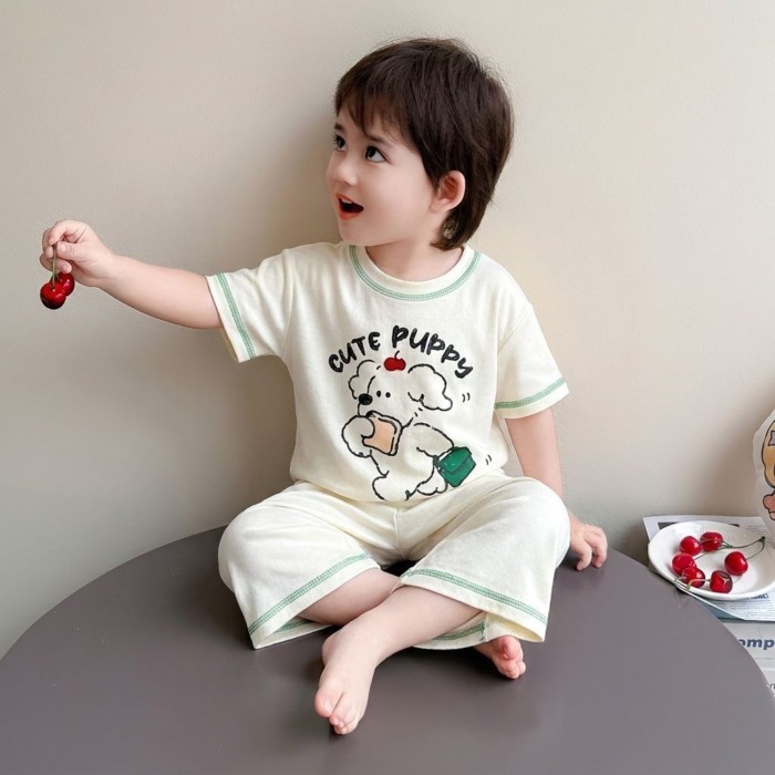 Children's Pajamas Set New Short-sleeved Boy's Home Clothes Summer Thin Air-conditioned Cloth