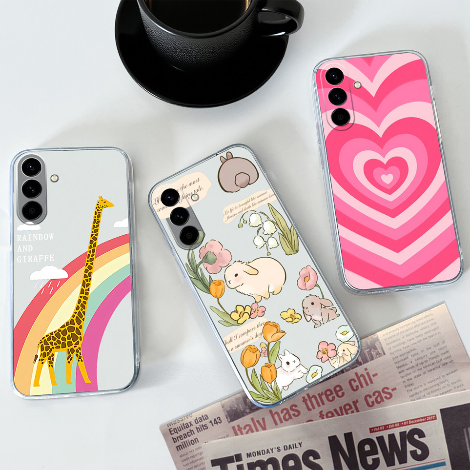 Vỏ Thỏ Cầu Vồng Đẹp Cho Samsung Galaxy A27 A37 Ốp Lưng Chống Sốc Mềm Trong Suốt TPU Cho 27 Ốp lưng C