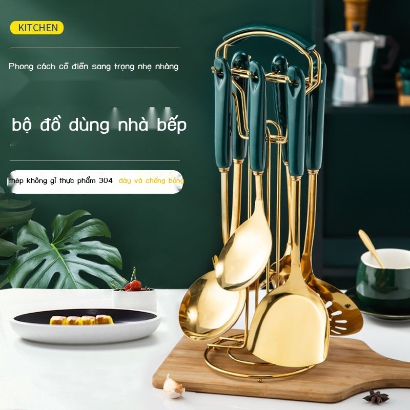 [SIÊU HOT 2025] Muỗng súp inox 304 dày, rây, nồi nấu, thìa, thìa chiên chống bỏng, thìa cơm, bộ 7 m