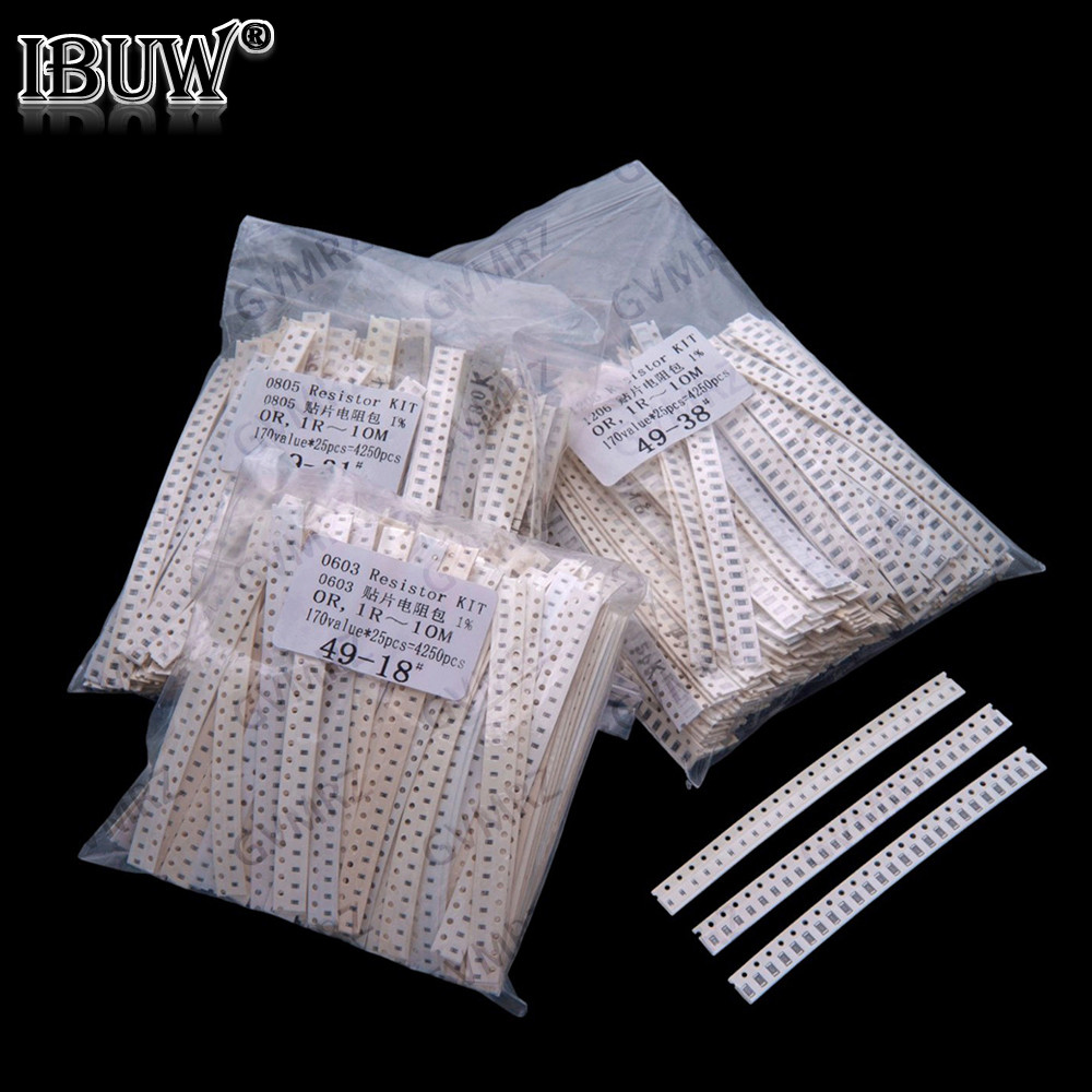 170 / 146 / 60Values 0603 0805 0402 1206 Điện Trở SMD sop 1% Mỗi 50 Chiếc Mỗi 25 Chiếc 1k 2k 3k 4k 5